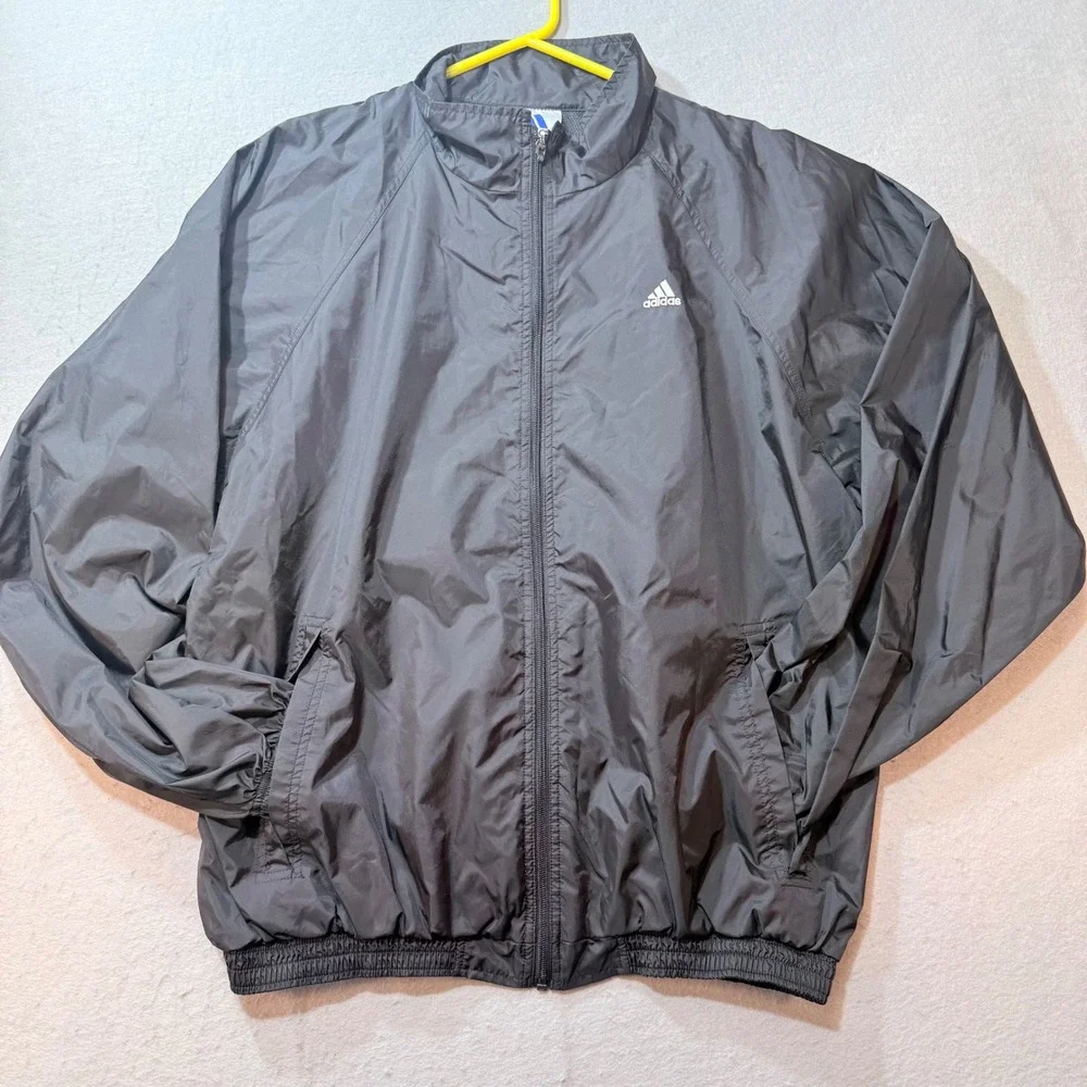 Adidas Windbreaker Jacket XL, Black, Full Zip, Logo, Athletic / Sportswear